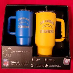 NFL Los Angeles Chargers Travel Tumbler Set Mug ~Yellow 40oz & Blue 24oz ~ New
